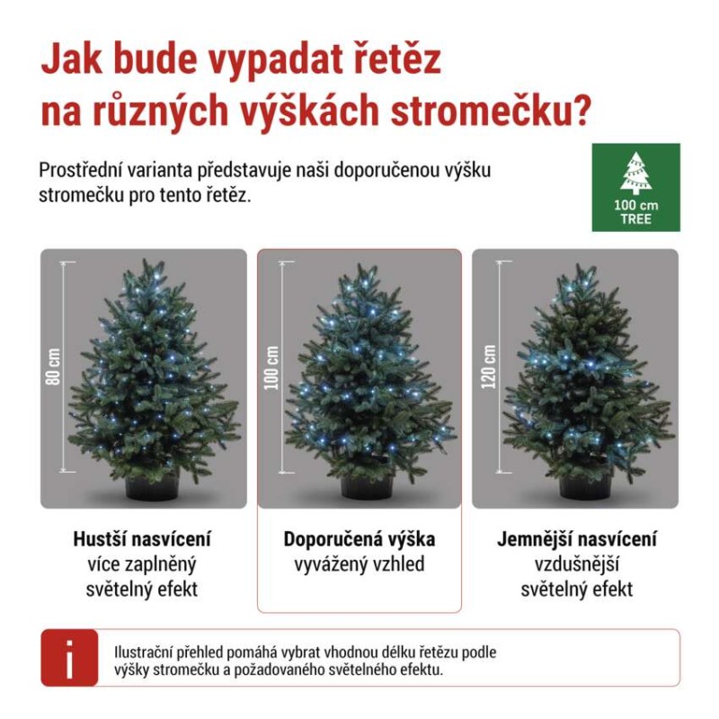 LED vánoční nano řetěz zelený, 7,5 m, venkovní i vnitřní, studená bílá, časovač