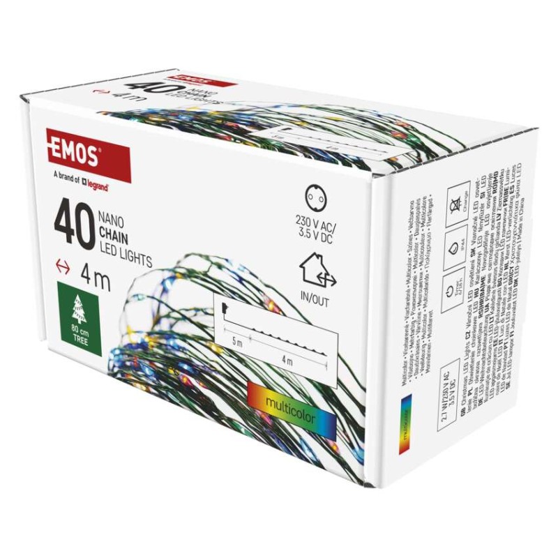 LED vánoční nano řetěz zelený, 4 m, venkovní i vnitřní, multicolor, časovač