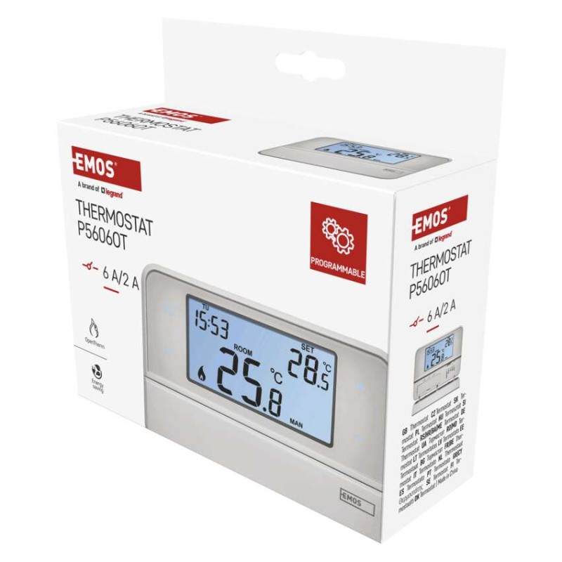 Pokojový termostat s komunikací OpenTherm, drátový, P5606OT