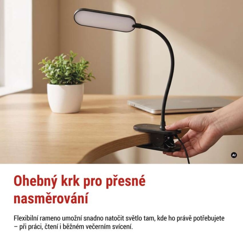 LED klipová lampa HENRY, černá