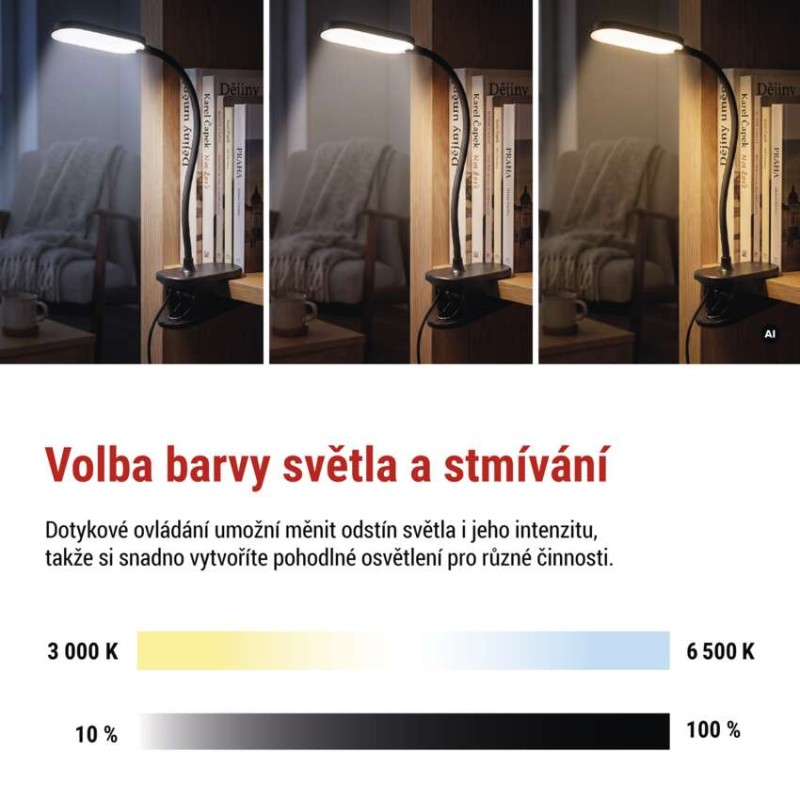LED klipová lampa HENRY, černá