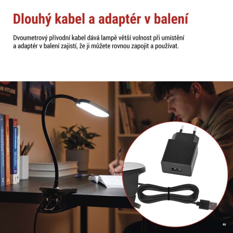 LED klipová lampa HENRY, černá