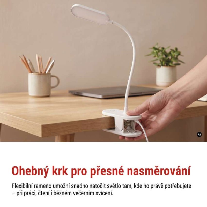 LED klipová lampa HENRY, bílá