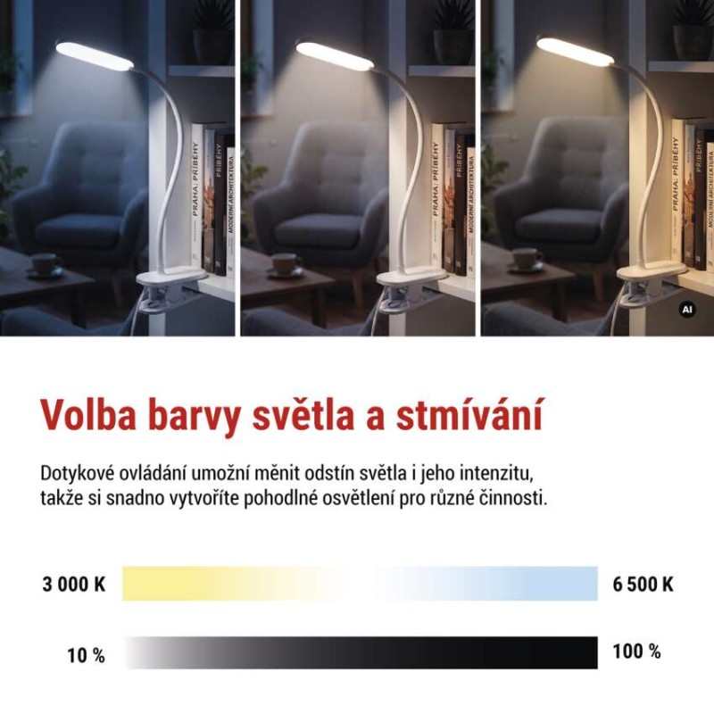 LED klipová lampa HENRY, bílá