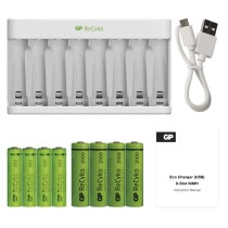 GP Akkumulátor töltő Eco E811 + 4× AA 2100 + 4× AAA