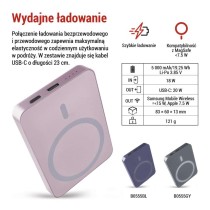 Powerbank EMOS WI 522, 5 000 mAh, 20 W+Wireless, baby pink
