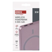 Powerbanka EMOS WI 522, 5 000 mAh, 20 W+Wireless, lososová