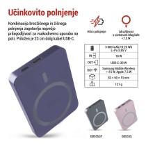 EMOS powerbank WI 522, 5 000 mAh, 20 W+Wireless, modra