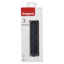 Legrand prodlužovací kabel 3 m / 3 zásuvky / s vypínačem / bílá-černá / PVC / 1,5 mm2