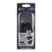 Adat- és töltő csatlakozó kábel USB-A 3.0 / micro USB-B 3.0, 1 m, fekete