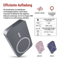 Powerbank EMOS WI 1046, 10 000 mAh, 20 W+Wireless, blau