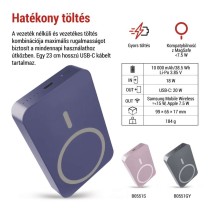 EMOS Powerbank WI 1046, 10 000 mAh, 20 W+Wireless, kék