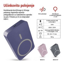 EMOS powerbank WI 1046, 10 000 mAh, 20 W+Wireless, modra