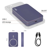 Powerbank EMOS WI 1046, 10 000 mAh, 20 W+Wireless, blau