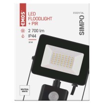 LED reflektor SIMPO s pohybovým čidlem, 30 W, černý, neutrální bílá