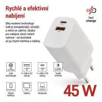 Univerzální USB adaptér GaN do sítě PD 45 W max.