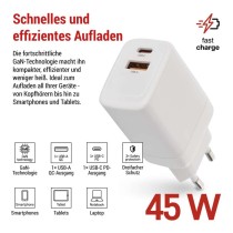 USB Netzadapter GaN PD 45 W max.