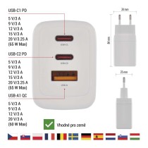 Univerzální USB adaptér GaN do sítě PD 65 W max.