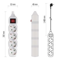 Hosszabbító 1,4 m  /  4 aljzat  /  fehér  /  PVC  /  1 mm2