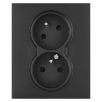 Legrand Suno zásuvka dvojnásobná, stříbčernárná