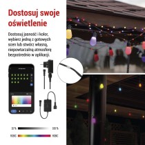 GoSmart Łańcuch świetlny LED RGB IC, 15 żarówek, 15 m, IP 65, WiFi