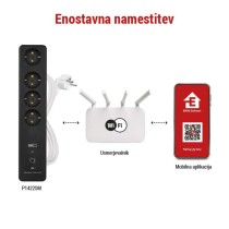 GoSmart podaljšek 2 m / 4 vtičnice / s stikalom / USB / belo-črni / PVC / 1,5 mm2