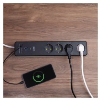 GoSmart Steckdosenleiste + Schalter - 2 m, 4 Steckdosen, USB, weiss-schwarz, PVC, 1,5 mm2