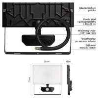 LED reflektor TAMBO se senzorem pohybu, 50 W, 5000 lm, černý