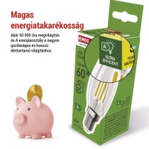 LED izzó Filament gyertya A CLASS/ E14 / 3,8 W (60 W) / 806 lm / Meleg fehér