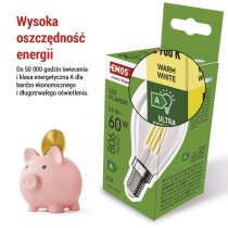 Żarówka LED Filament Mini Globe A CLASS / E14 / 3,8 W (60 W) / 806 lm / ciepła biel