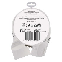 Prodlužovací kabel 1,5 m / 1 zásuvka / bílý / PVC / 1 mm2