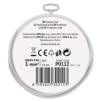 Przedłużacz 2 m / 1 gniazdo / biały / PVC / 1 mm2