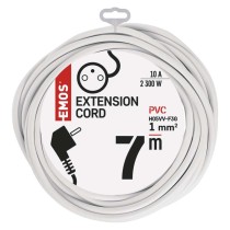 Przedłużacz 7 m / 1 gniazdo / biały / PVC / 1 mm2