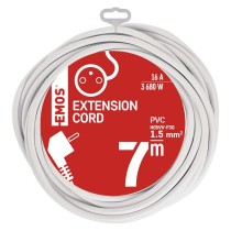 Przedłużacz 7 m / 1 gniazdo / biały / PVC / 1,5 mm2