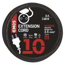 Vonkajší predlžovací kábel 10 m / 1 zásuvka / čierny / guma-neoprén / 230 V / 2,5 mm2