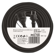 Venkovní prodlužovací kabel 20 m / 1 zásuvka / černý / guma-neopren / 230 V / 1,5 mm2