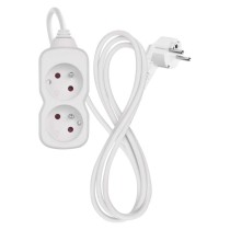 Przedłużacz 1,4 m / 2 gniazda / biały / PVC / 1 mm2