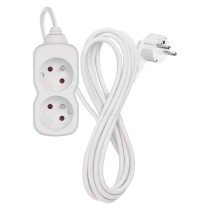 Przedłużacz 3 m / 2 gniazda / biały / PVC / 1 mm2