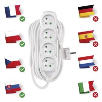 Prodlužovací kabel 10 m / 4 zásuvky / bílý / PVC / 1 mm2