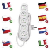 Przedłużacz 7 m / 5 gniazd / biały / PVC / 1,5 mm2