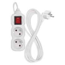 Przedłużacz 2 m / 2 gniazda / z wyłącznikiem / biały / PVC / 1 mm2