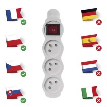 Samostatná 3 zásuvka s vypínačem, bílá