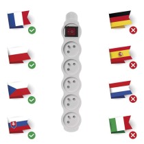 Samostatná 5 zásuvka s vypínačem, bílá