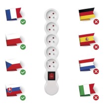 Samostatná 5 zásuvka s vypínačem, bílá