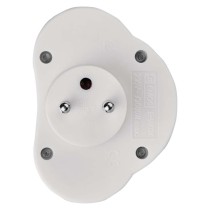 Rozbočovací zásuvka 2x kulatá s vypínačem, bílá