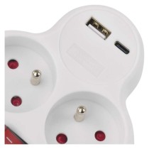 Rozbočovací zásuvka 2×, vyp., 1×USB-A+1×USB-C, bílá