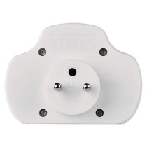 Rozbočovací zásuvka 2x plochá + 1x kulatá s vypínačem, bílá