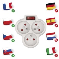 Rozbočovací zásuvka 3× kulatá, bílá