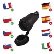 Gumová zásuvka pro prodlužovací kabel, černá