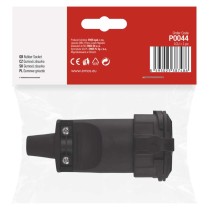 Gumová zásuvka pro prodlužovací kabel, černá